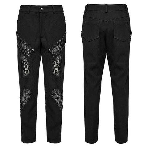 PUNK Irregular Structure Hollow Pants