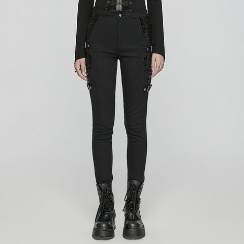 Punk skeleton leather  leggings