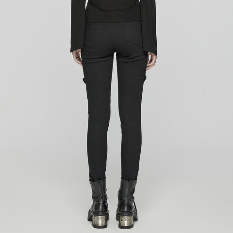 Punk skeleton leather  leggings