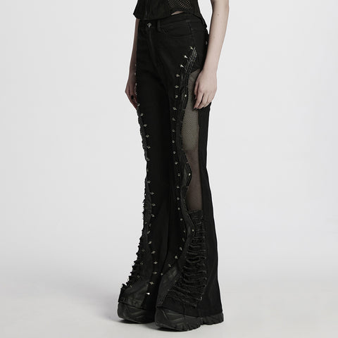 Punk street decadent flared pants