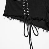 Punk stretch denim hollow shorts