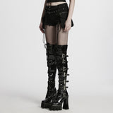 Punk stretch denim hollow shorts