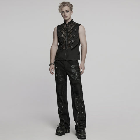 Punk street cracked leather pants