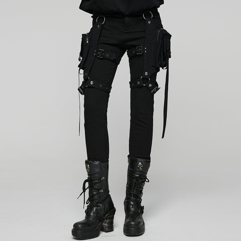 Punk Detachable Leg Pockets Leggings