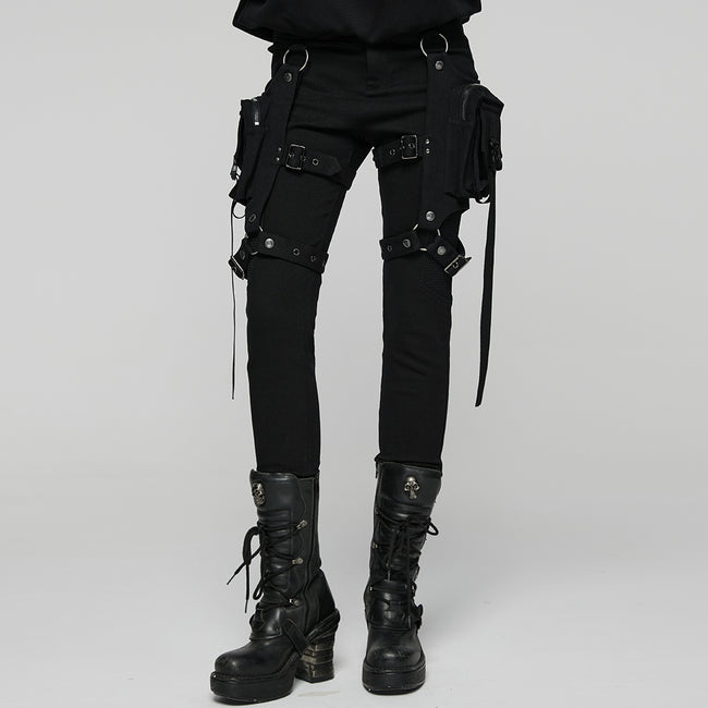 Punk Detachable Leg Pockets Leggings
