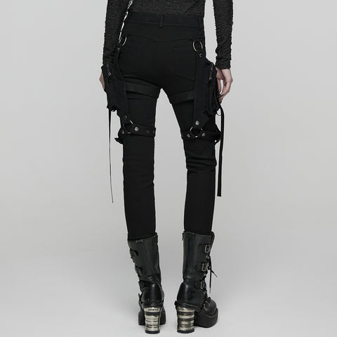 Punk Detachable Leg Pockets Leggings