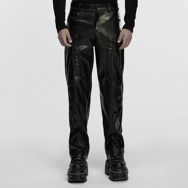 Cyberpunk straight leather pants