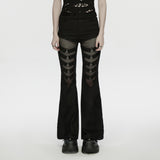 Punk mesh flared pants