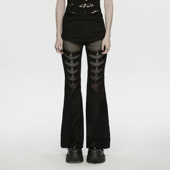 Punk mesh flared pants