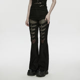 Punk mesh flared pants