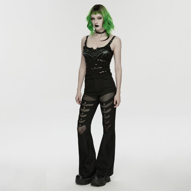 Punk mesh flared pants