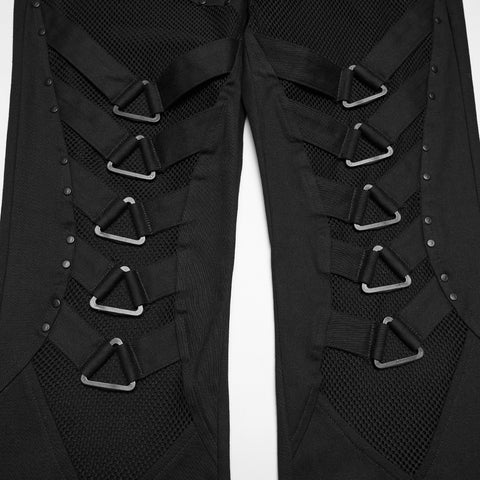 Punk mesh flared pants
