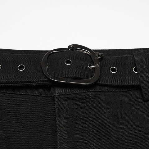 Punk tattered denim pants