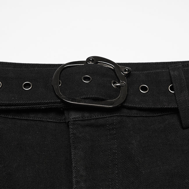 Punk tattered denim pants