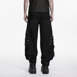 Punk tattered denim pants
