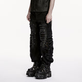 Punk tattered denim pants