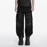 Punk tattered denim pants