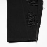 Punk tattered denim pants