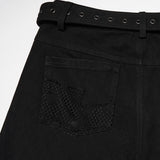 Punk tattered denim pants