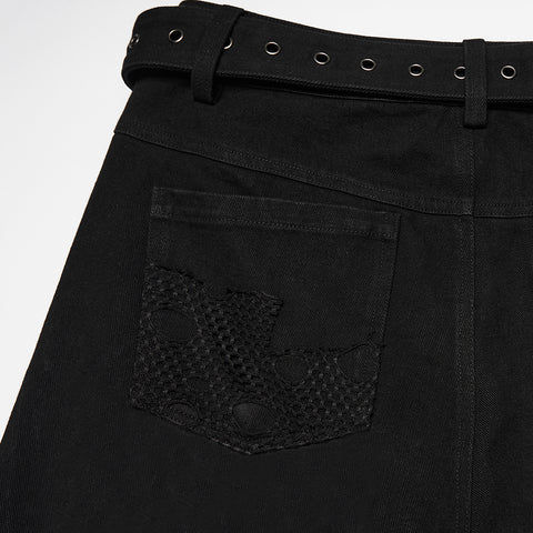 Punk tattered denim pants