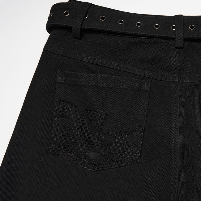 Punk tattered denim pants