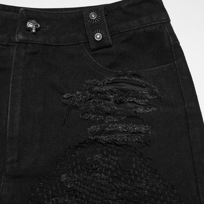 Punk denim tattered shorts