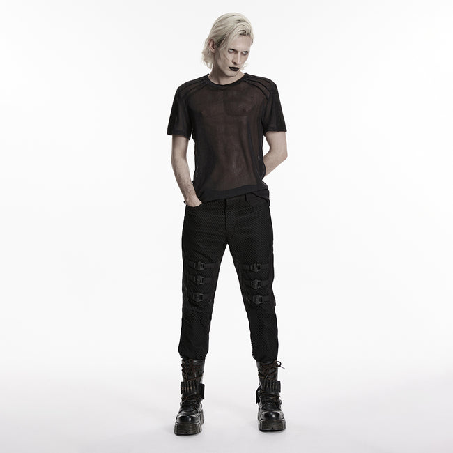 Punk minimalist buckle pants