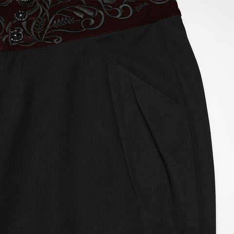 Goth Plant Embroidered Pants