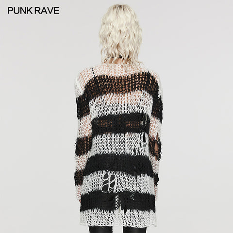 Punk striped cardigan sweater