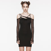 Goth Asymmetric Mesh Dress