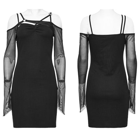 Goth Asymmetric Mesh Dress
