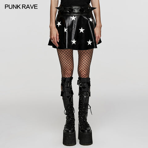 Faux Leather Cute A-line Skirt