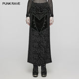 Goth velvet printed split skirt
