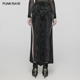 Goth velvet printed split skirt