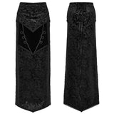 Goth velvet printed split skirt