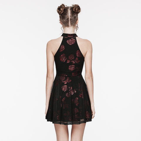 Goth Rose Print Dress