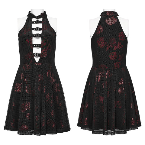 Goth Rose Print Dress