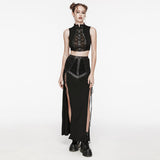 Punk cool drawstring slit skirt