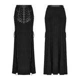 Punk cool drawstring slit skirt
