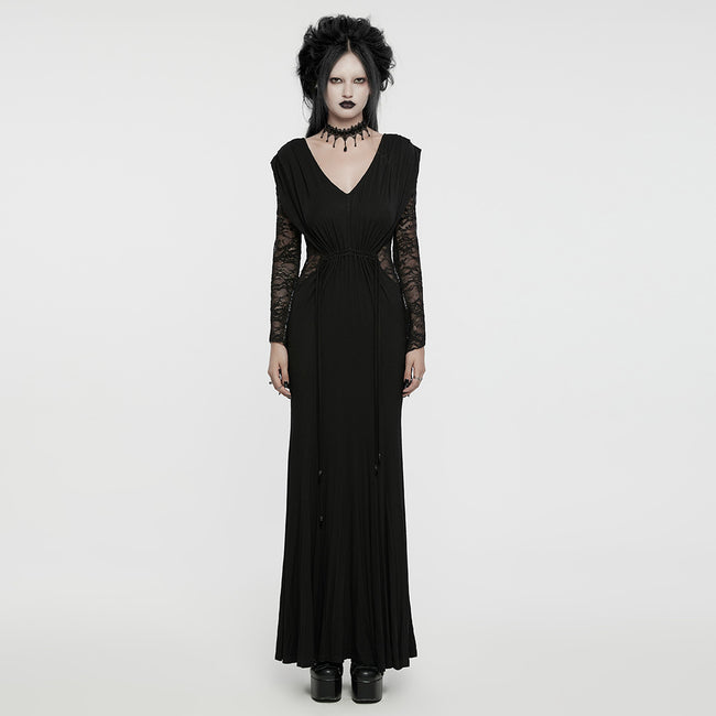 Low neck goth hollow formal dress, F.L / Black Low neck goth hollow formal dress, F.L / Black