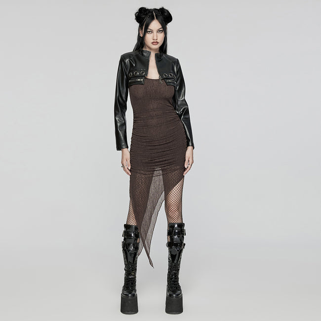 black mesh two piece dress Long Sleeve Studded Mesh Two Piece Dress Black