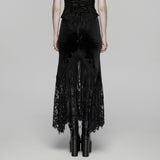 Goth velvet lace fishtail skirt