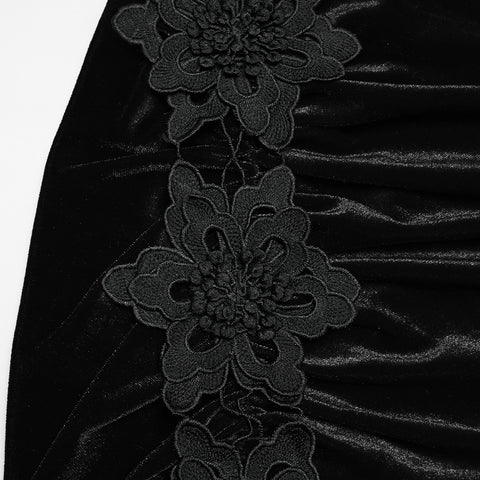 Goth velvet lace fishtail skirt