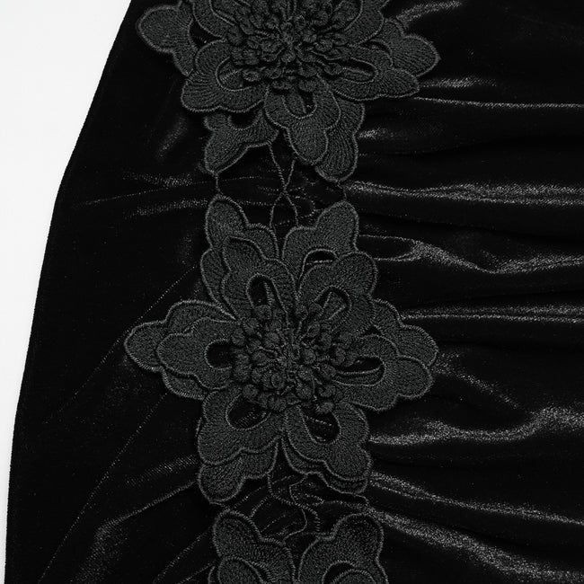 Goth velvet lace fishtail skirt