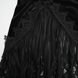 Goth velvet lace fishtail skirt