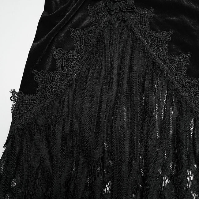 Goth velvet lace fishtail skirt