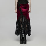 Goth velvet lace fishtail skirt