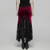 Goth velvet lace fishtail skirt