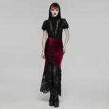 Goth velvet lace fishtail skirt