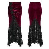 Goth velvet lace fishtail skirt